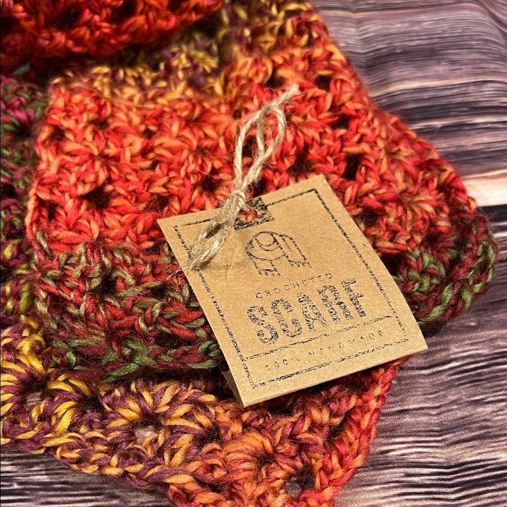 Handmade Multicolor Crochet Scarf - Picture 2 of 2